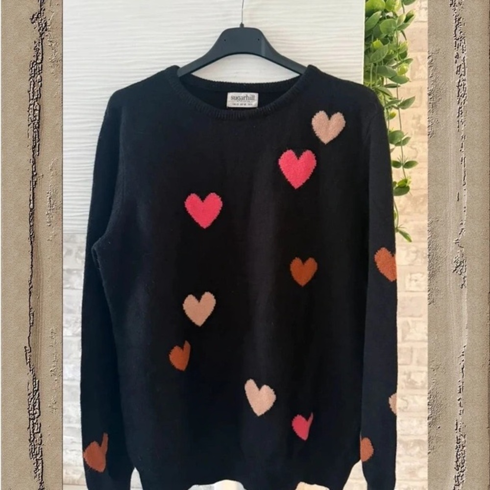 ASOS Black Sweater with Multicolor Heart Accents